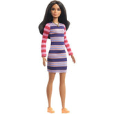Barbie Fashionistas Doll with Long Brunette Hair & Striped Dress GYB02 - Colorland Toys